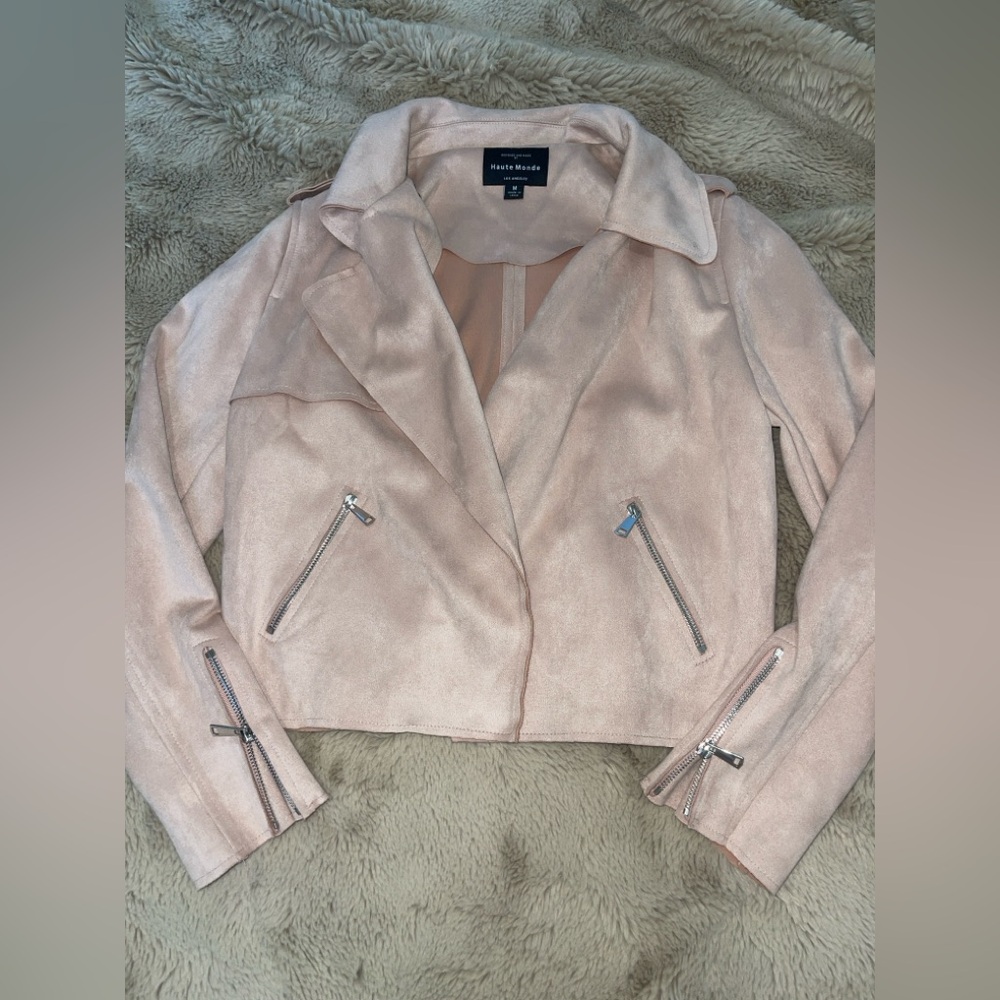 Dusty Pink Faux Suede Jacket